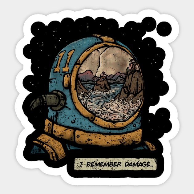 I Remember Damage Station 11 Sticker TeePublic
